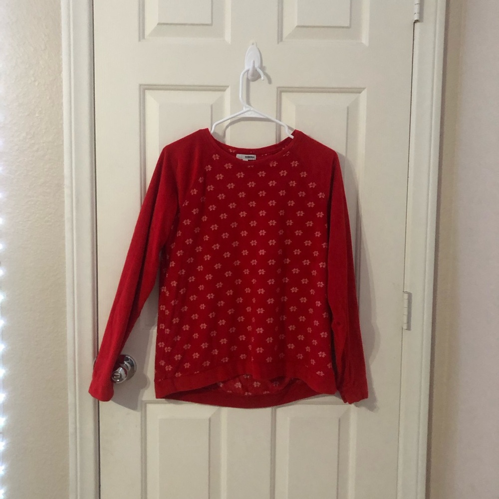 Red Crew Neck Floral Print Sweater